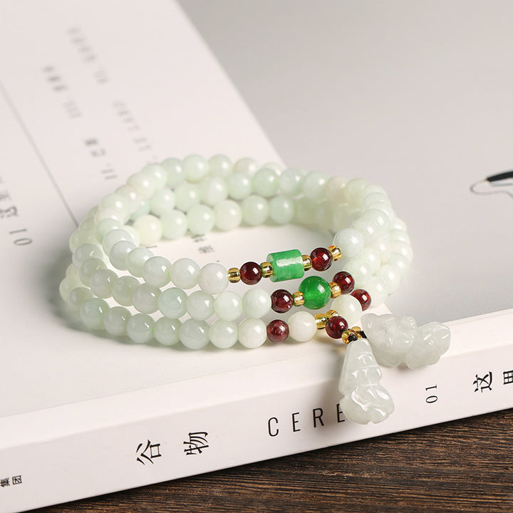 Buddha Stones Natural Jade Pixiu Gourd Abundance Bracelet - 2 - image 2