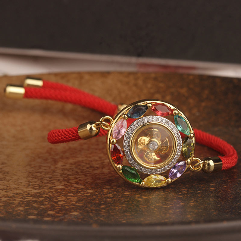 Buddha Stones Colorful Zircon Copper Wealth Luck Rotation Bracelet Necklace Pendant - image 15