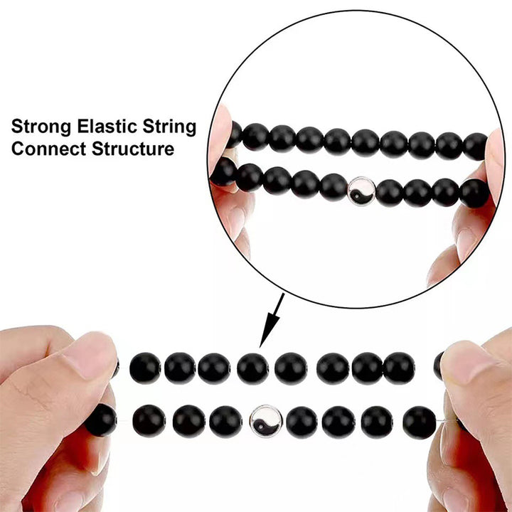 Buddha Stones 3pcs Natural White Turquoise Frosted Stone Bead Yin Yang Wealth Bracelet - image 11