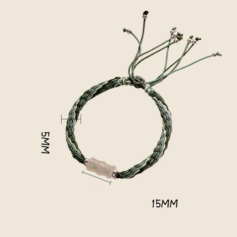 Buddha Stones White Jade Bamboo Reincarnation Knot Wealth Luck Strength String Bracelet - image 8