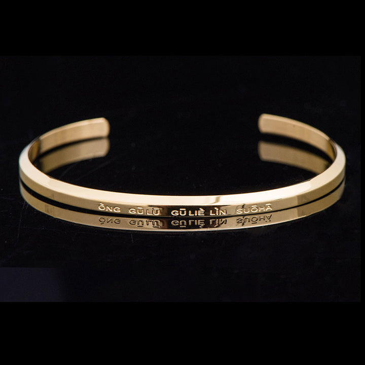 Buddha Stones Six True Words Engraving Titanium Steel Blessing Protection Bracelet - Kurukullā - Gold - Large - image 6