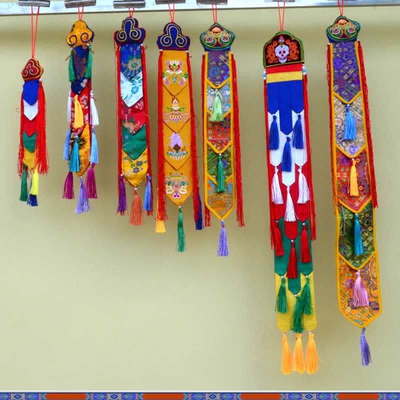 Lotus Flower Eight Auspicious Symbols Meditation Enlightenment Colorful Tassels Wall Art - image 0