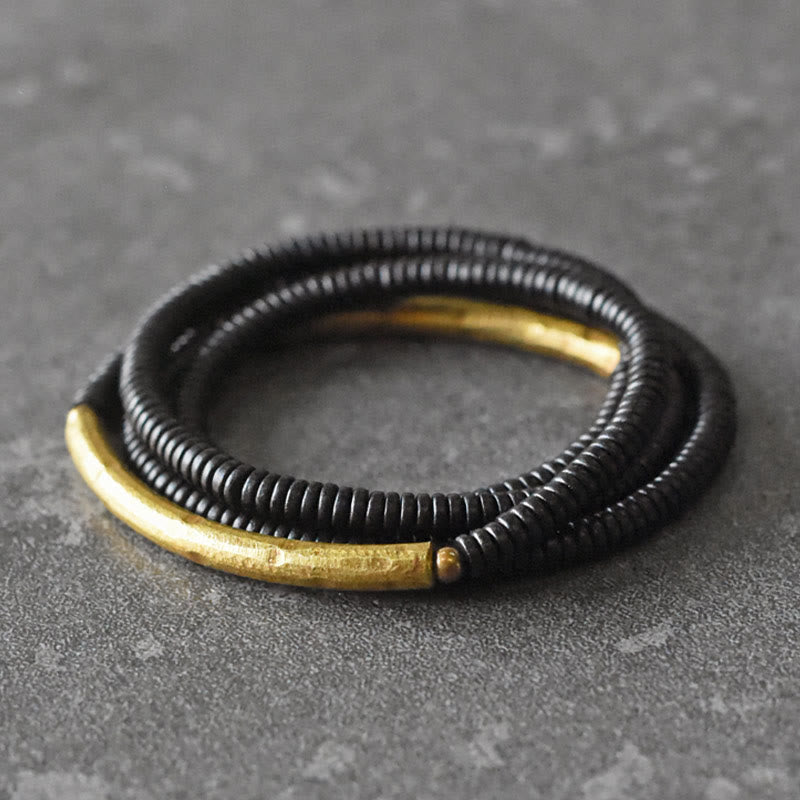 Buddha Stones Ebony Wood Copper Balance Multilayered Bracelet - 17-17.5cm - image 0