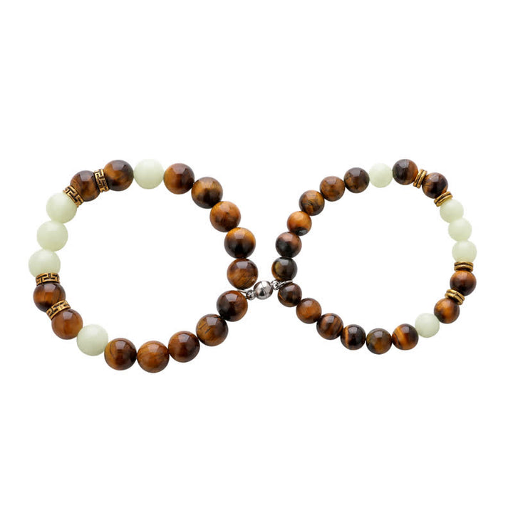 2Pcs Tiger Eye Glowstone Luminous Bead Protection Couple Bracelet - image 5