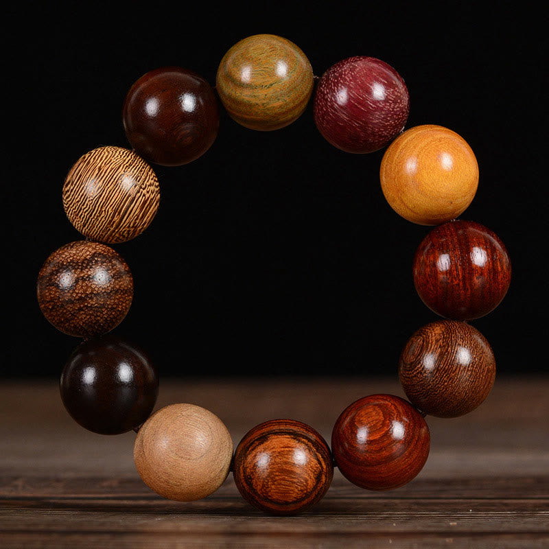 Buddha Stones Multicolored Sandalwood Protection Healing Bracelet - image 2