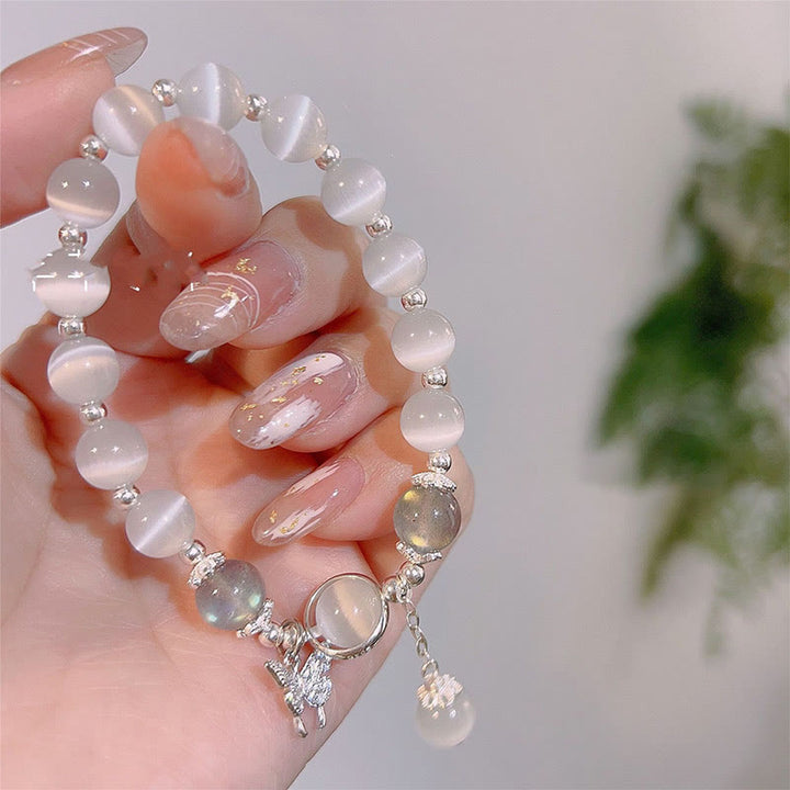 Buddha Stones Cat's Eye Moonstone Butterfly Star Charm Support Bracelet - image 9