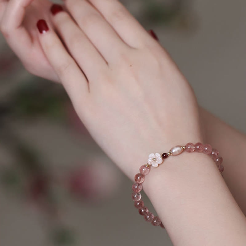 Buddha Stones Strawberry Quartz Peach Blossom Love Bracelet - image 8