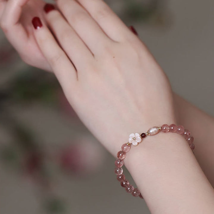 Buddha Stones Strawberry Quartz Peach Blossom Love Bracelet - image 8