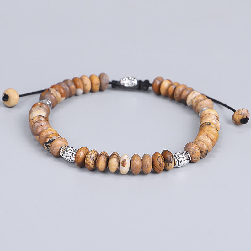Buddha Stones Picture Jasper Positive Beads String Bracelet - image 0