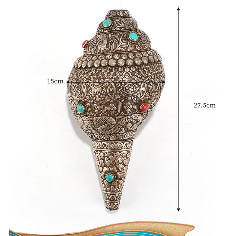 Buddha Stones Tibetan Handmade Natural Shankha Engraved Eight Auspicious Symbols Conch Shell Lucky Home Decoration - image 13