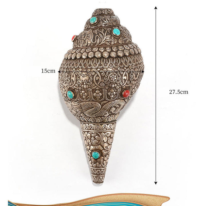 Buddha Stones Tibetan Handmade Natural Shankha Engraved Eight Auspicious Symbols Conch Shell Lucky Home Decoration - image 13