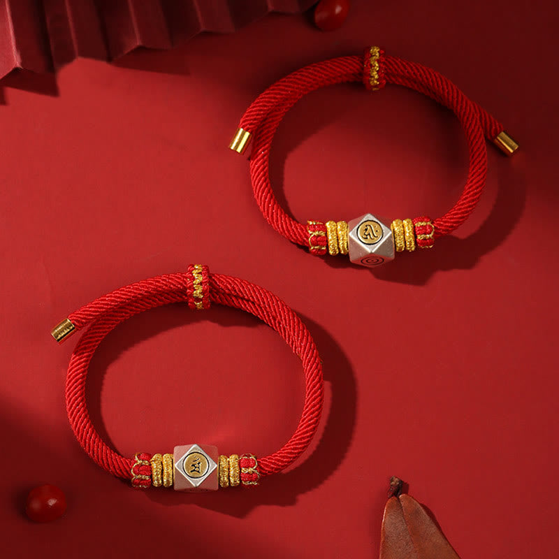 Buddha Stones 999 Sterling Silver Chinese Zodiac Natal Buddha Red Rope Luck Strength Handcrafted Kids Bracelet - image 3
