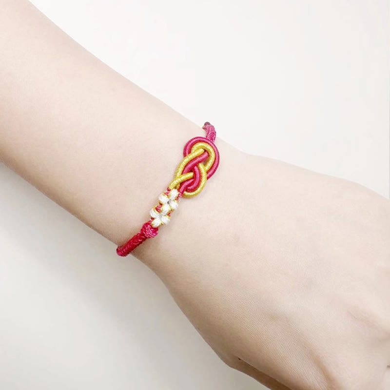 Buddha Stones Handcrafted Eight Thread Peace Knot Peach Blossom Knot Luck Connection Bracelet - image 5