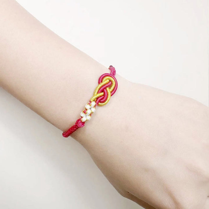Buddha Stones Handcrafted Eight Thread Peace Knot Peach Blossom Knot Luck Connection Bracelet - image 5