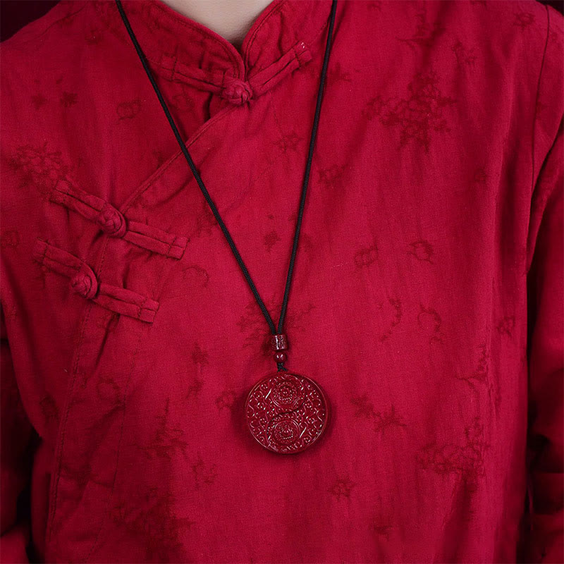 Buddha Stones Cinnabar Yin Yang Keep Away Evil Spirits Necklace Pendant - image 4