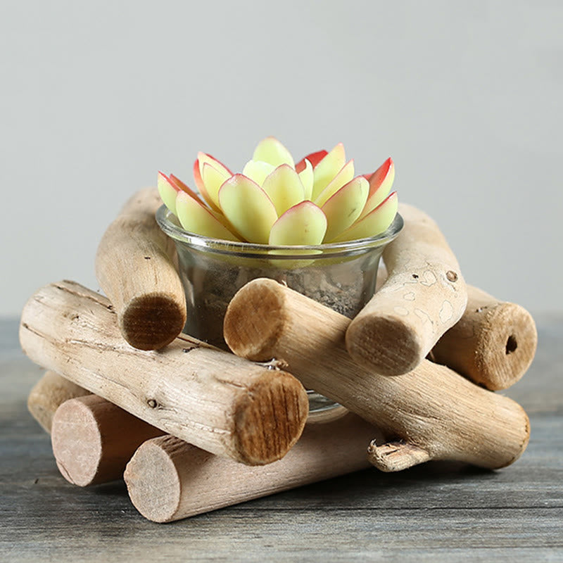 Buddha Stones Wood Candlestick Home Candle Holder Decoration - image 4