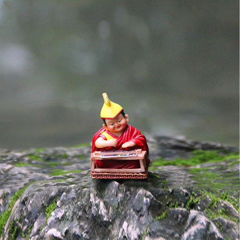Buddha Stones Hand Painted Tibetan Lama Figures Carved Creative Home Office Car Decoration Ornament - Engraving Scripture Lama - image 7