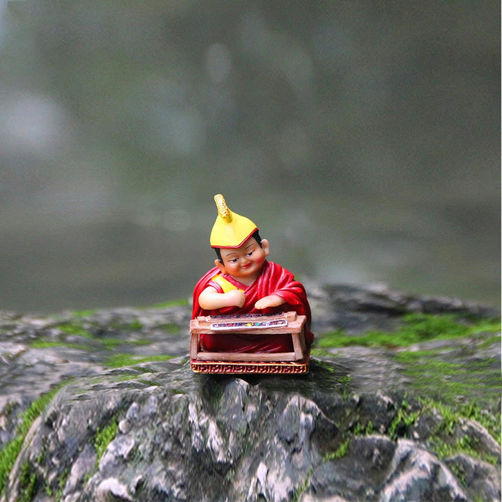 Buddha Stones Hand Painted Tibetan Lama Figures Carved Creative Home Office Car Decoration Ornament - Engraving Scripture Lama - image 7