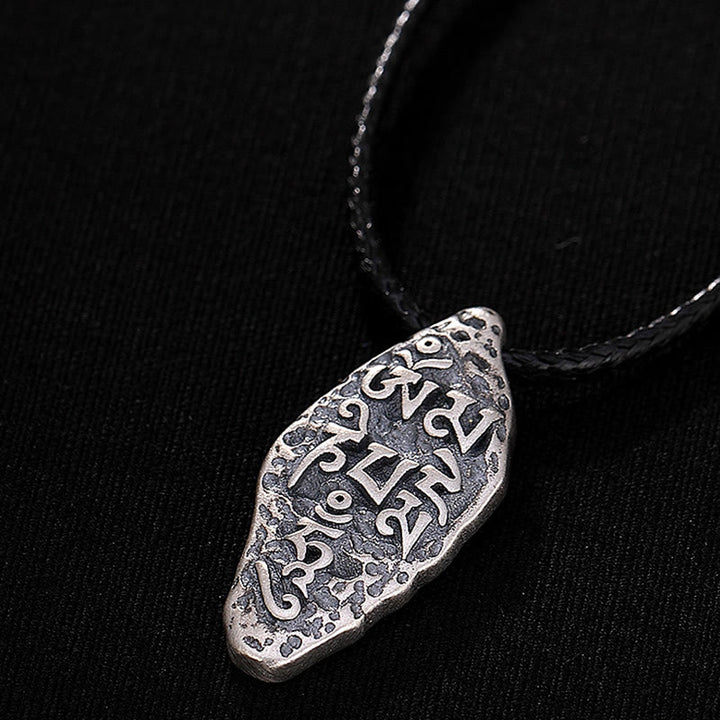 Buddha Stones Tibetan 925 Sterling Silver Om Mani Padme Hum Dorje Vajra Engraved Strength Necklace Pendant - image 11