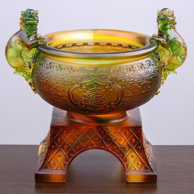 Handmade Liuli Crystal PiXiu Treasure Bowl Art Piece Home Decoration - image 2