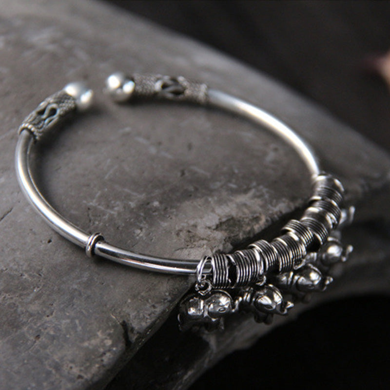 Buddha Stones 925 Sterling Silver Elephant Strength Bracelet Bangle - image 2