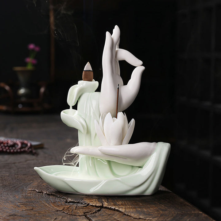 Buddha StonesTibetan Lotus Blessing Incense Burner Decoration - 2 - image 7