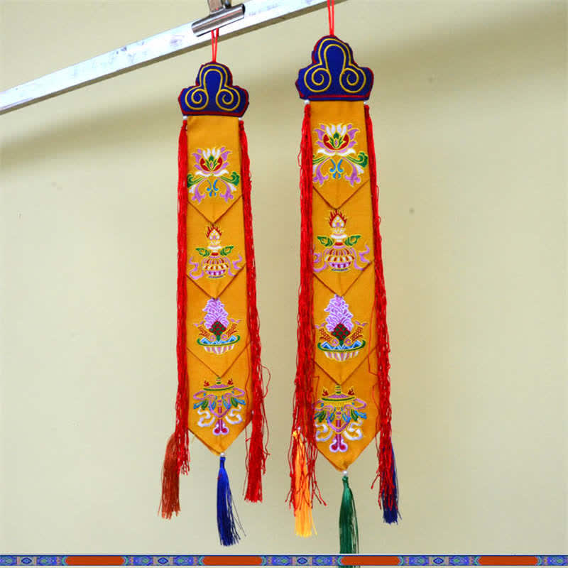 Lotus Flower Eight Auspicious Symbols Meditation Enlightenment Colorful Tassels Wall Art - image 10