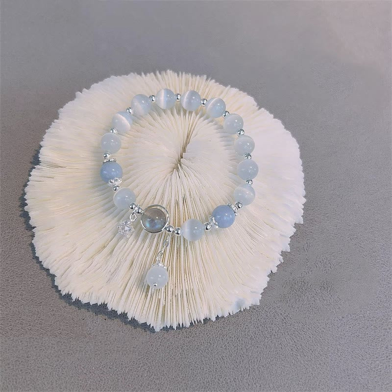 Buddha Stones Cat's Eye Moonstone Butterfly Star Charm Support Bracelet - image 18