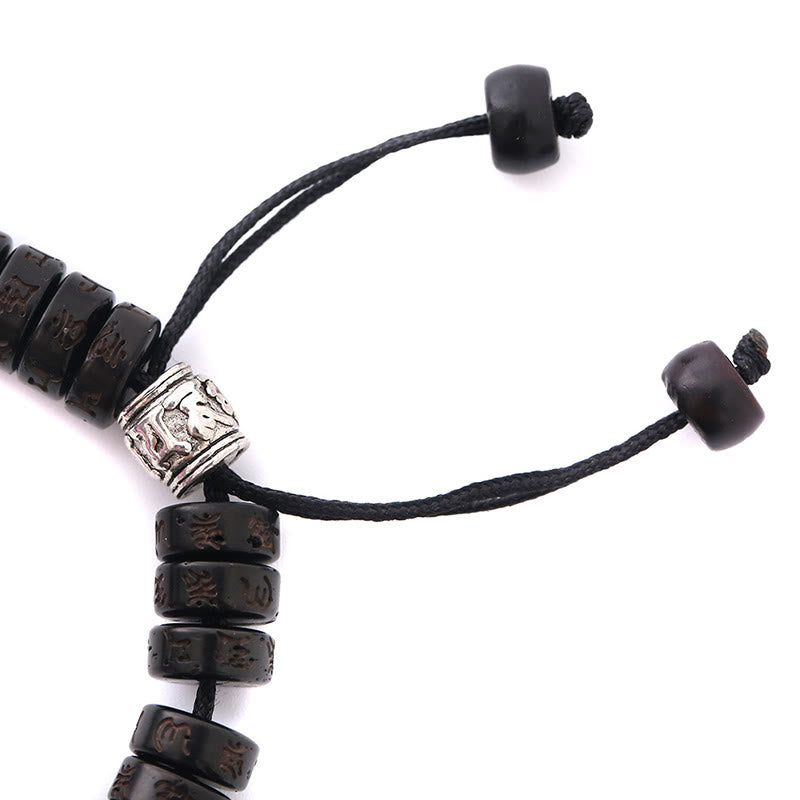 Buddha Stones Tibet Coconut Shell Carved Om Mani Padme Hum Dorje Vajra Bell Happiness String Bracelet - image 4