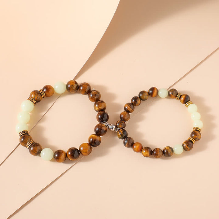 2Pcs Tiger Eye Glowstone Luminous Bead Protection Couple Bracelet - image 4