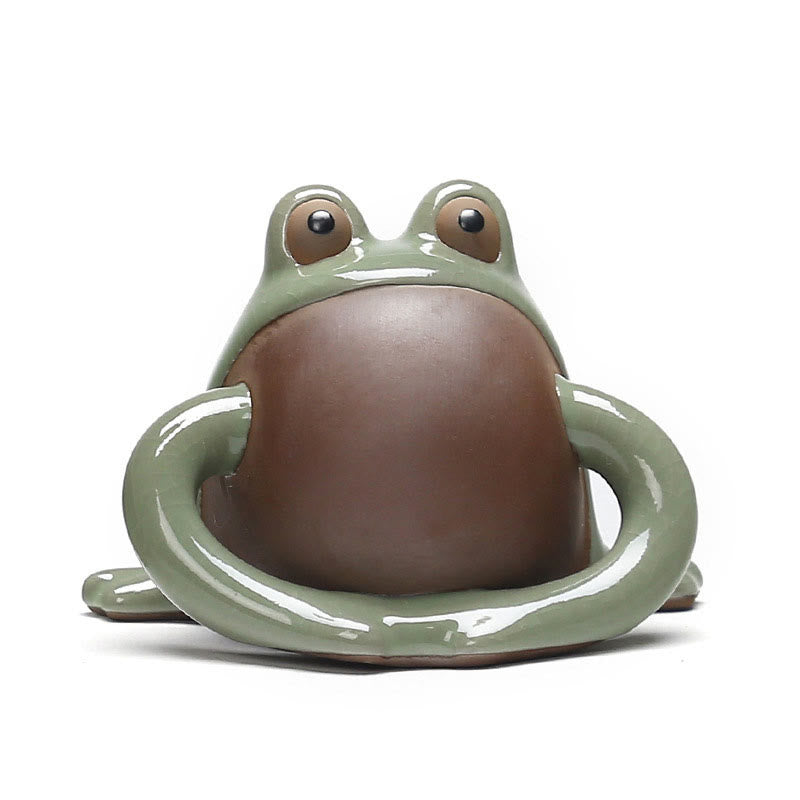 Buddha Stones FengShui Wealth Lucky Cute Frog Ceramic Tea Pet Figurine Decoration - image 7