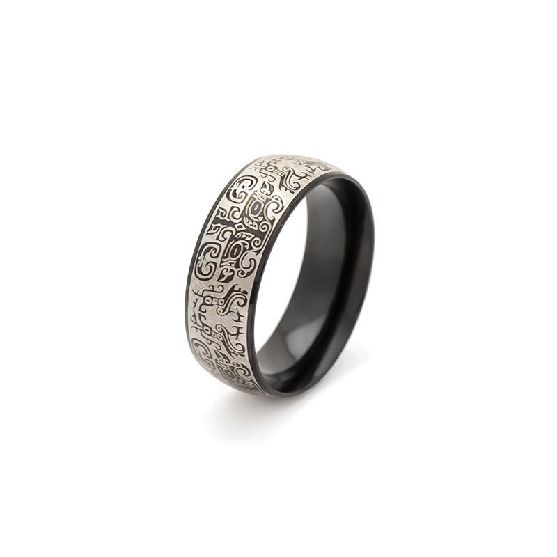 Buddha Stones Lucky Mythological Creature Taotie Wealth Titanium Steel Ring - image 6