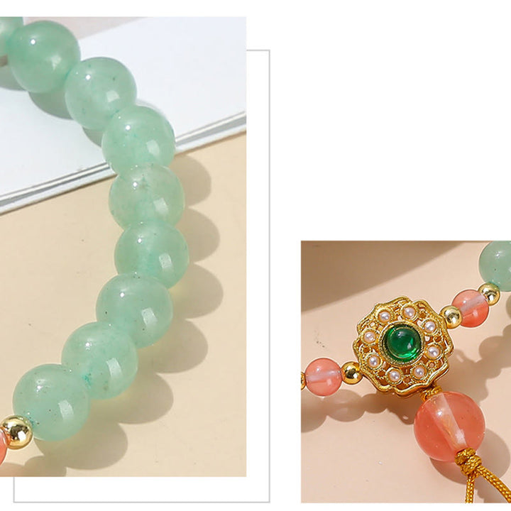 Buddha Stones Green Aventurine Luck Bead Tassel Bracelet - image 7