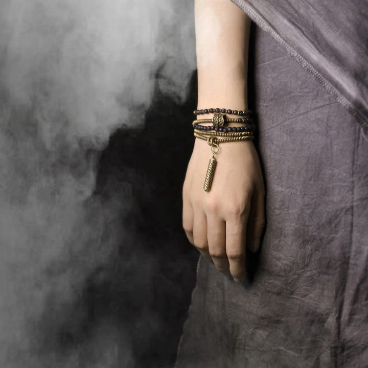 Buddha Stones Vintage Lava Rock Copper Healing Multilayered Bracelet - image 8