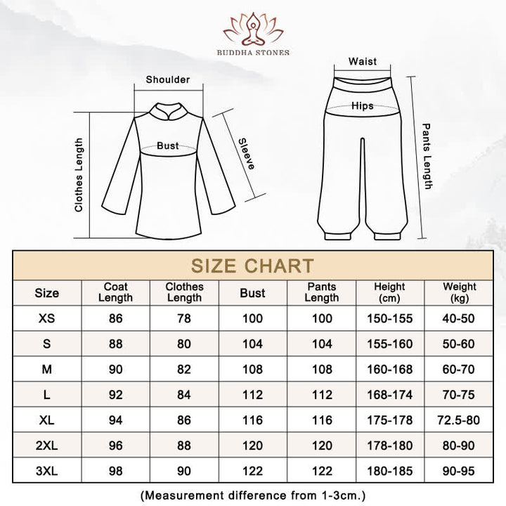 Buddha Stones 3Pcs Yin Yang Tree Tai Chi Spiritual Zen Practice Meditation Prayer Uniform Unisex Clothing Set - image 13