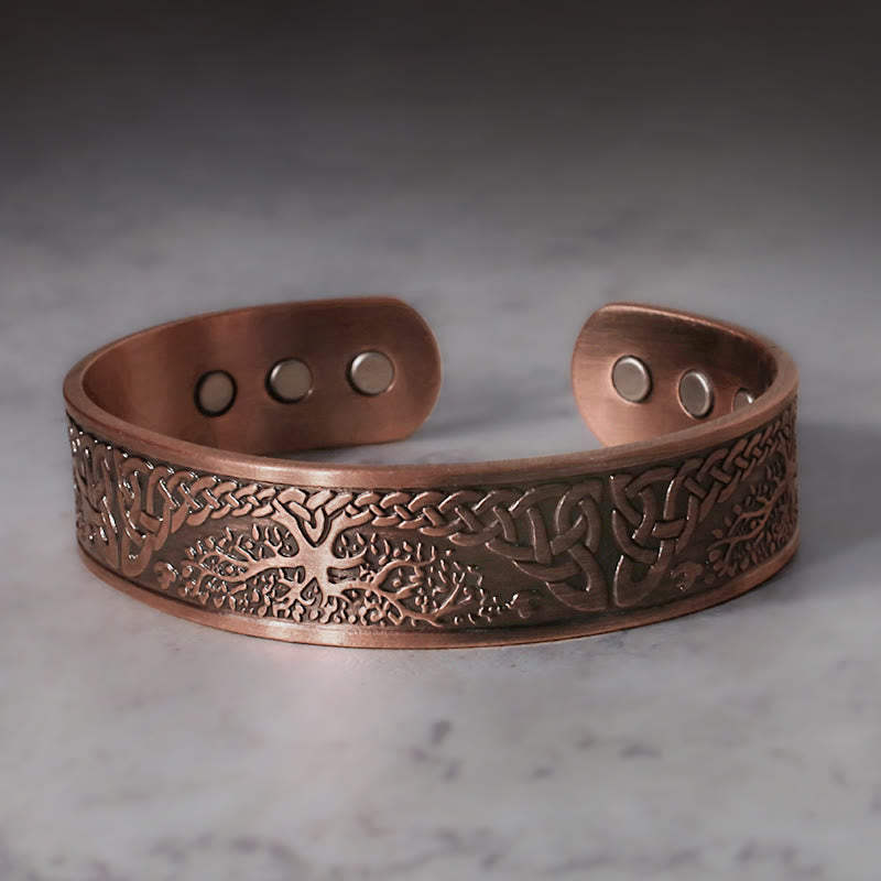Buddha Stones Lucky Tree Of Life Balance Magnetic Adjustable Cuff Bracelet Bangle - image 0