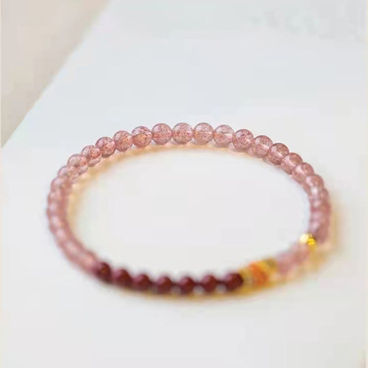 Buddha Stones Natural Strawberry Quartz Cinnabar Lucky Koi Fish Healing Bracelet - image 20