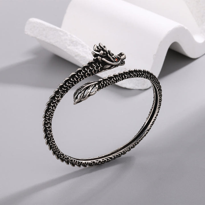 Buddha Stones Dragon Scales Pattern Luck Protection Bracelet Bangle - image 2