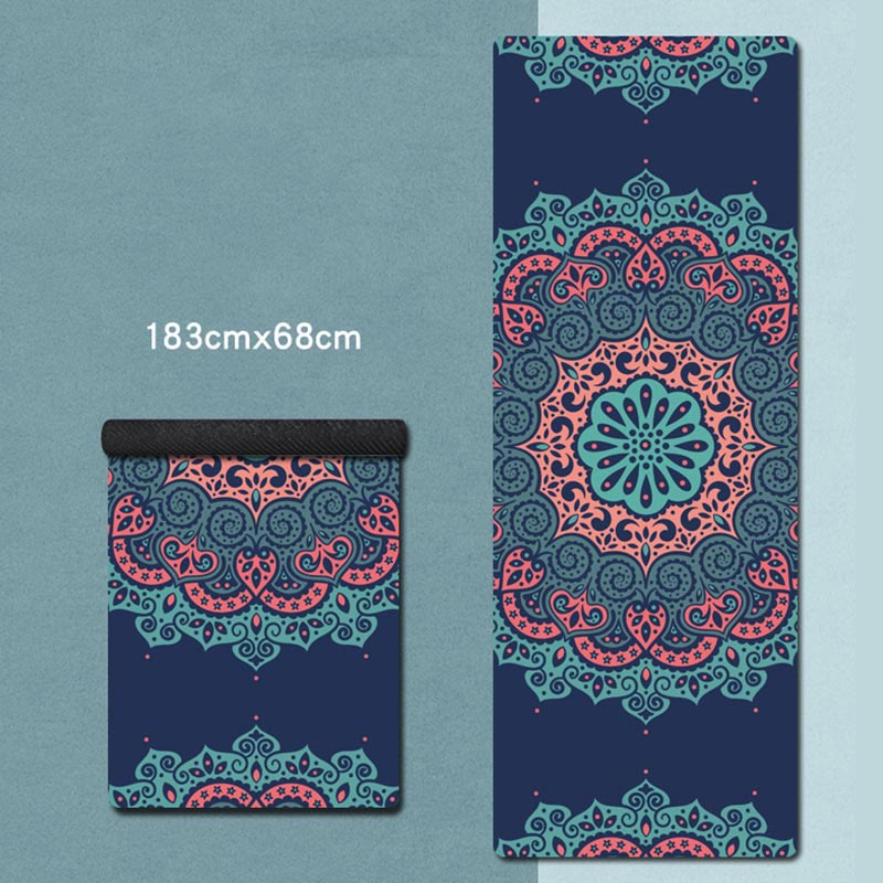 Buddha Stones Tibetan Mandala Elephant Lotus Koi Fish Mindful Natural Rubber Yoga Mat Decoration - Blue Green Red Mandala - image 10