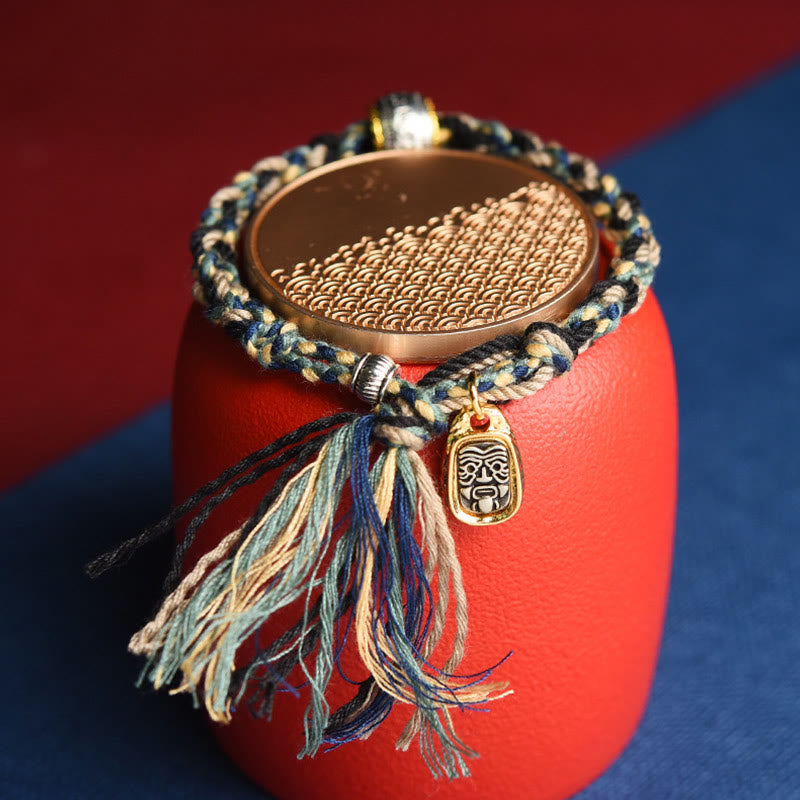 Buddha Stones Zakiram Goddess of Wealth Om Mani Padme Hum Peace Handmade Bracelet - Blue Beige Black(Wrist Circumference 14-18cm) - image 0