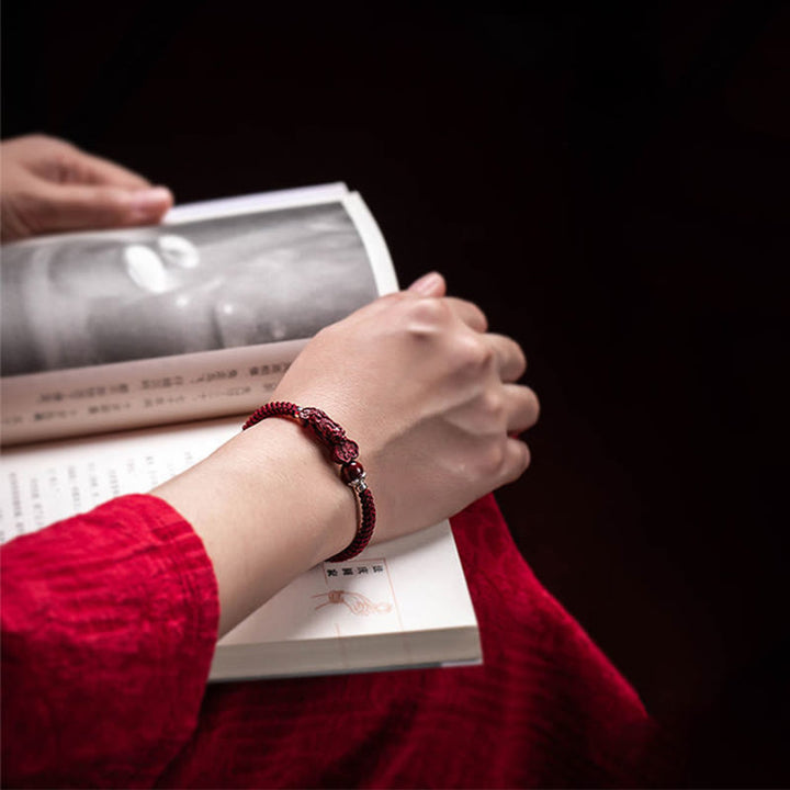 Buddha Stones Handcrafted PiXiu Cinnabar Wealth Luck Braided Bracelet - image 12