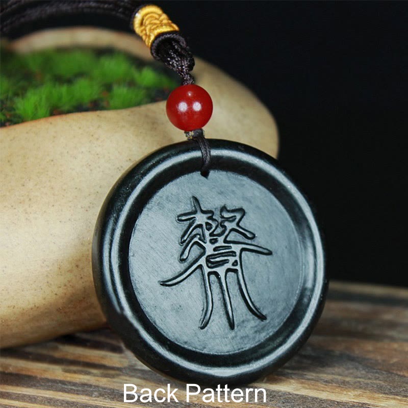 Buddha Stones Natural Hetian Cyan Jade Yin Yang Luck Harmony Necklace Pendant - image 1