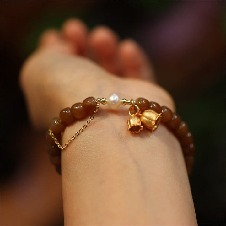 Buddha Stones 925 Sterling Silver Natural Hetian Jade Lily Of The Valley Charm Bracelet - image 3