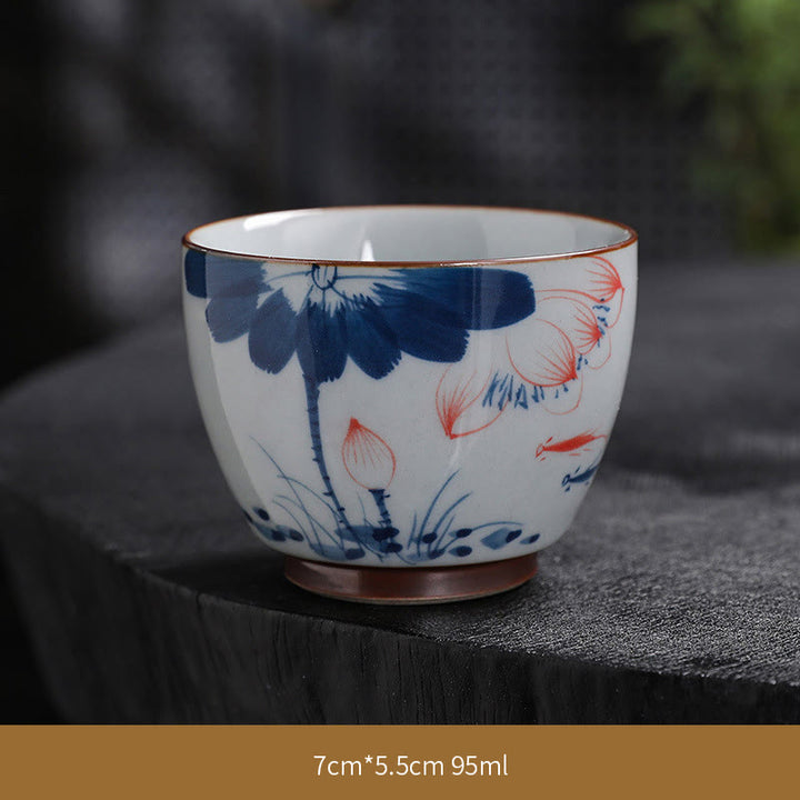 Buddha Stones Lotus Flower Leaf Bamboo Ceramic Teacup Kung Fu Tea Cups - Lotus - 7cm*5.5cm*95ml - image 20