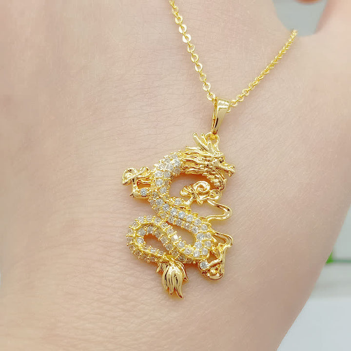 Buddha Stones Gold Dragon Protection Necklace Pendant - image 2
