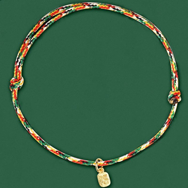 Buddha Stones Auspicious Fu Character Peace And Joy Luck Handmade Multicolored Child Adult Bracelet - image 8