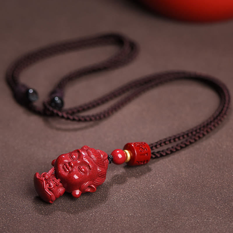 Buddha Stones Chinese Zodiac Natal Buddha Natural Cinnabar Amulet Keep Away Evil Spirits Necklace Pendant - image 4