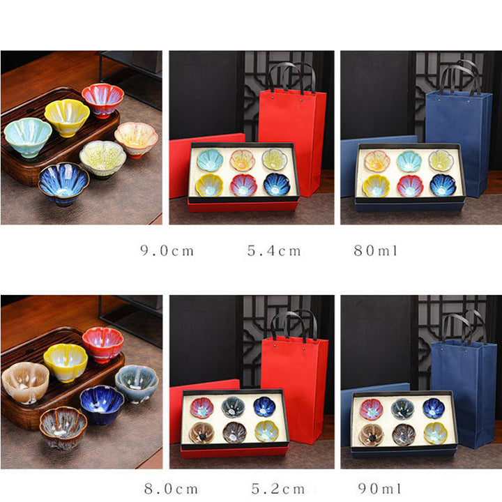 Buddha Stones 6Pcs Plum Blossom Petal Pattern Chinese Jianzhan Kiln Change Ceramic Teacup Kung Fu Tea Cup Bowl With Gift Box - image 14