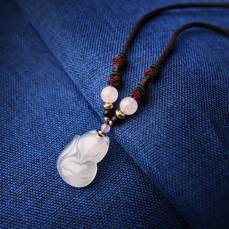 Buddha Stones Chalcedony Fox Pink Crystal Bead Harmony String Necklace Pendant - image 2