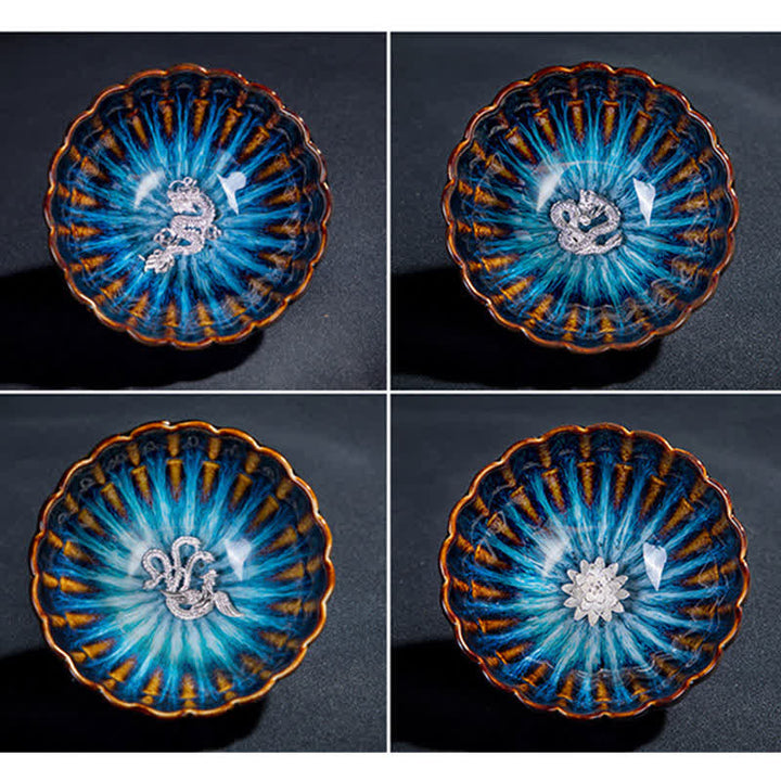 Buddha Stones Lotus Goldfish Auspicious Dragon Phoenix Ceramic Teacup Inlaid Tea Cups 130ml - image 24